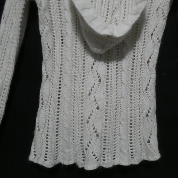 AMERICAN EAGLE OUTFITTERS | medium | Hooded White Knitted Lace Sweater W Pockets - Picture 16 of 16